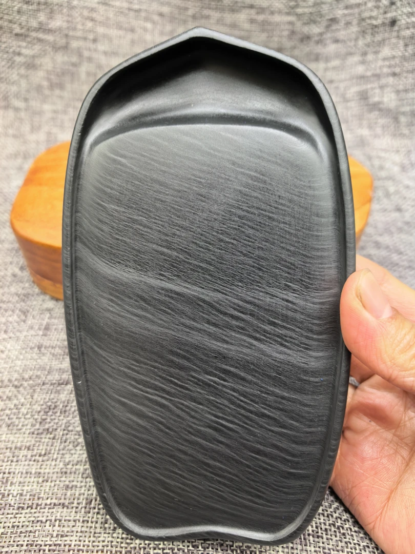 歙砚眉纹抄经尺寸14×8×2cm一物一图