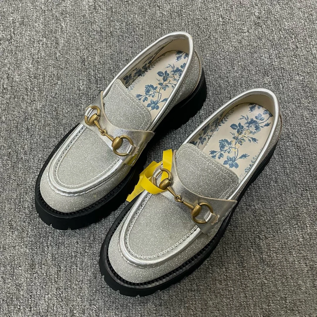 95新 GUCCI/古驰 圆头厚底套脚休闲单鞋  38.5码/7054