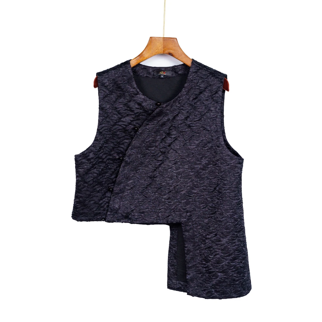 朱总原创设计蝶影重重不规则马夹背心女2025新中式无袖马甲3C155