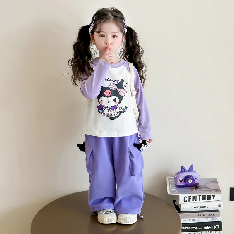 女童库洛米套装春秋款2025新款儿童工装裤洋气女宝休闲时尚两件套