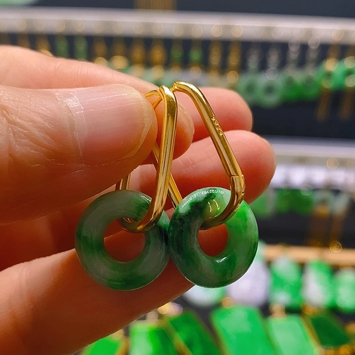 翡翠银S925镶嵌耳饰耳坠