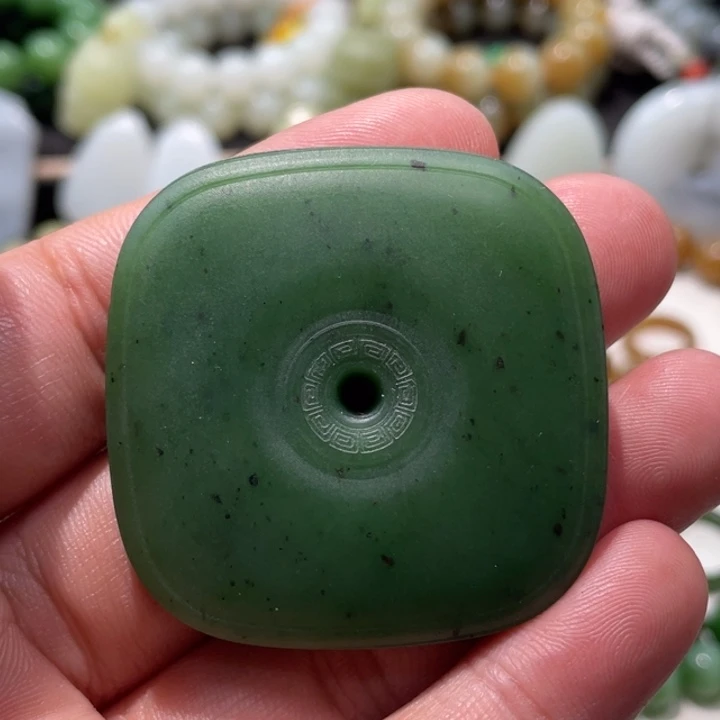 和田玉未镶嵌手串新疆碧玉子方扣