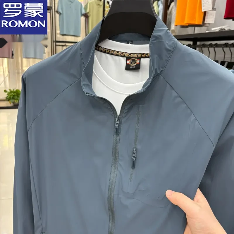 罗蒙冰丝衣男士夏季立领薄款休闲多口袋宽松皮肤衣外套男