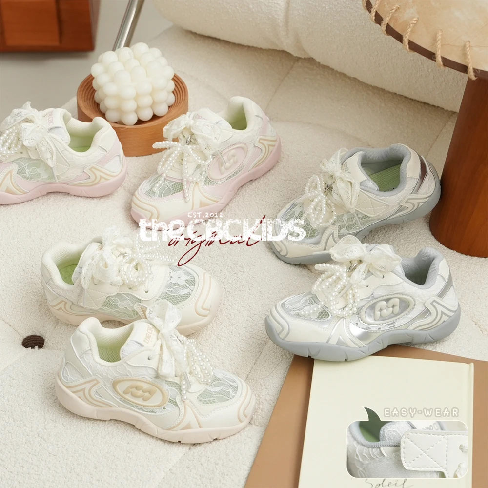女童秋季季蕾丝珍珠童鞋甜美风板鞋时尚运动鞋 252015