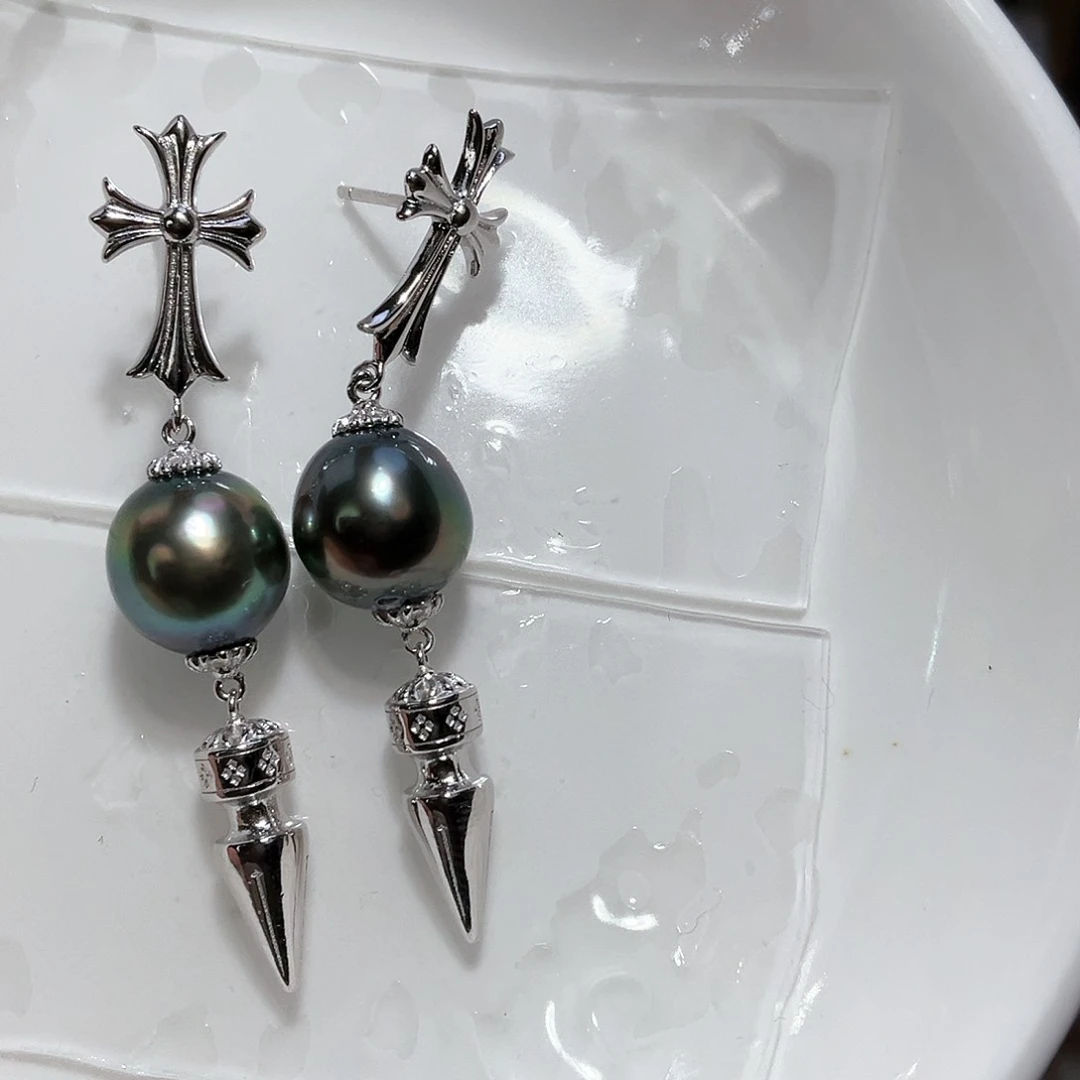 海水珍珠耳饰银S925镶嵌伊*