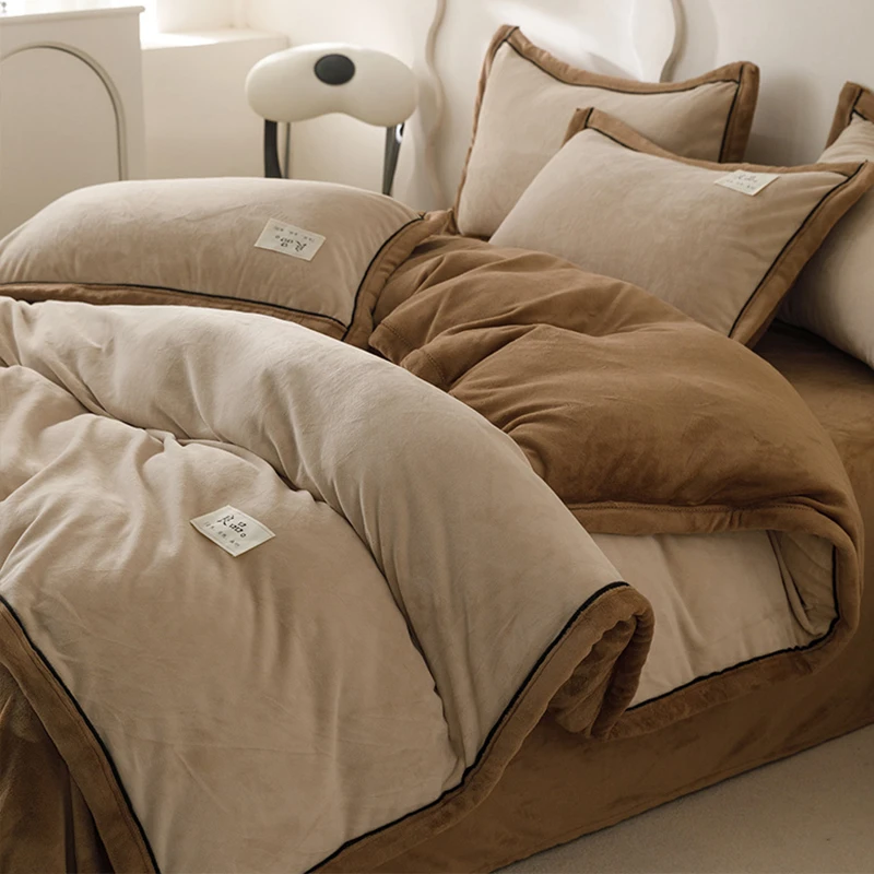 水星高端系列家纺牛奶绒床上四件套加厚冬季珊瑚绒法兰加绒保暖床