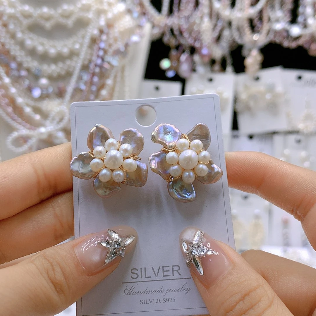 银S925镶嵌耳饰淡水珍珠一****具