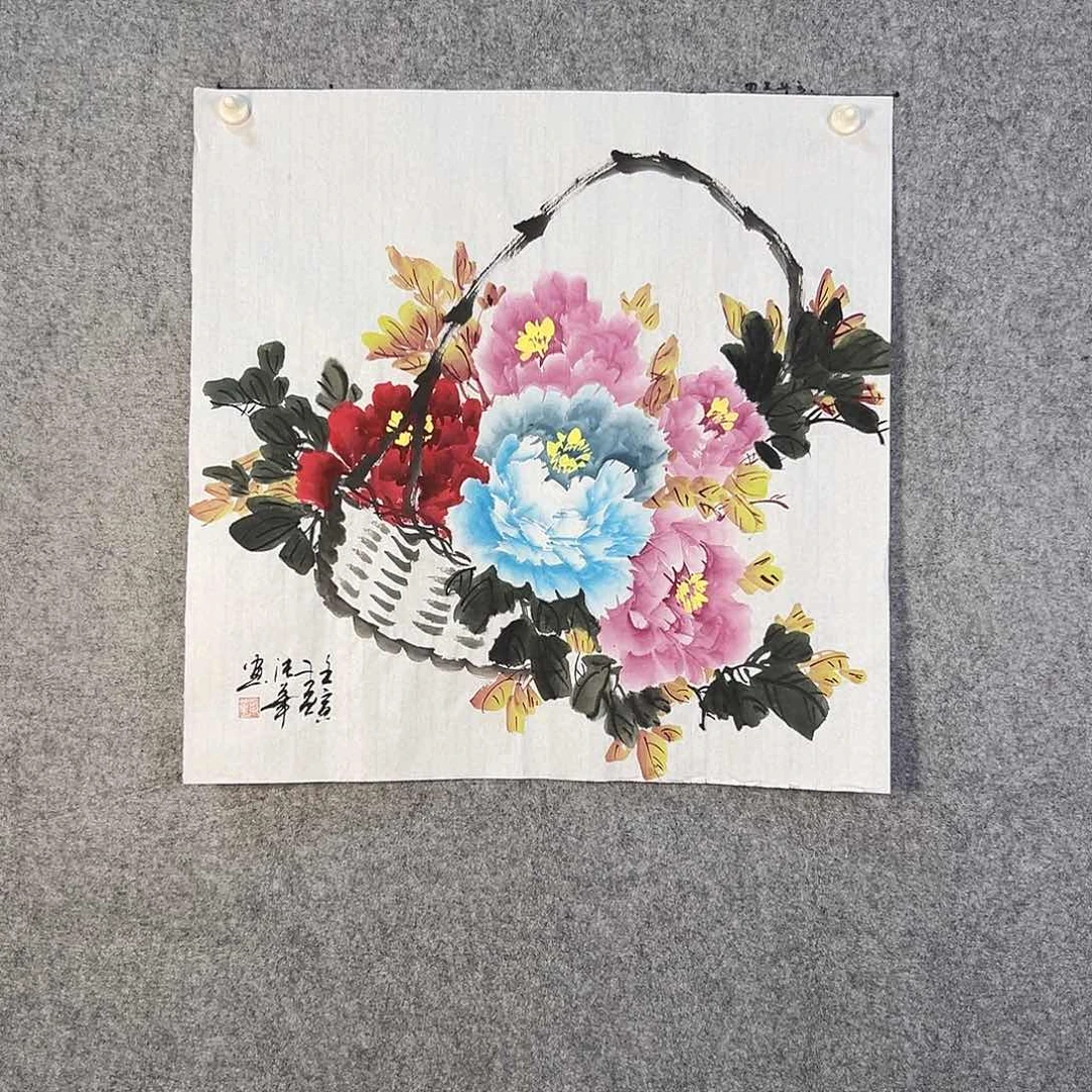 国画116 花鸟在树丛的顶端鸣叫叫声