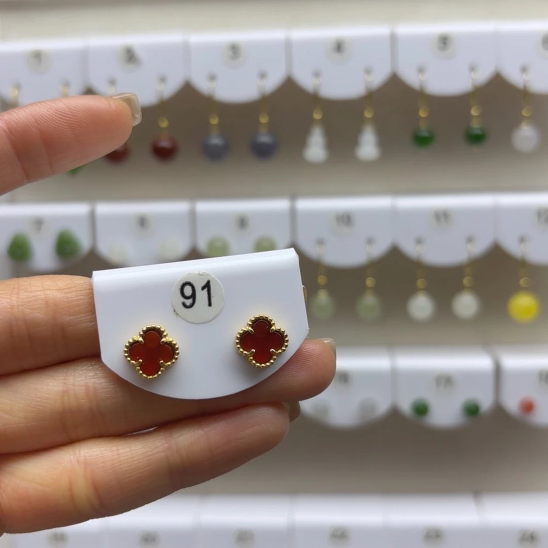 玛瑙/玉髓银S925镶嵌耳饰