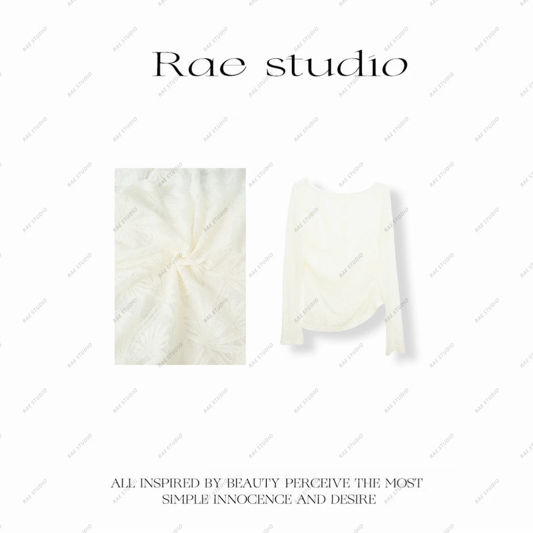 【Rae】时尚设计款百搭枫叶提花长袖T恤r684