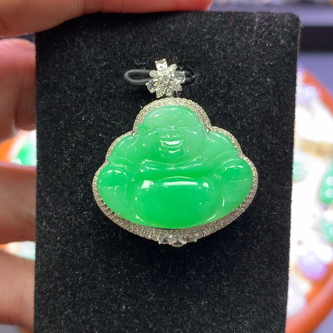 翡翠18K金镶嵌吊坠(不含链)