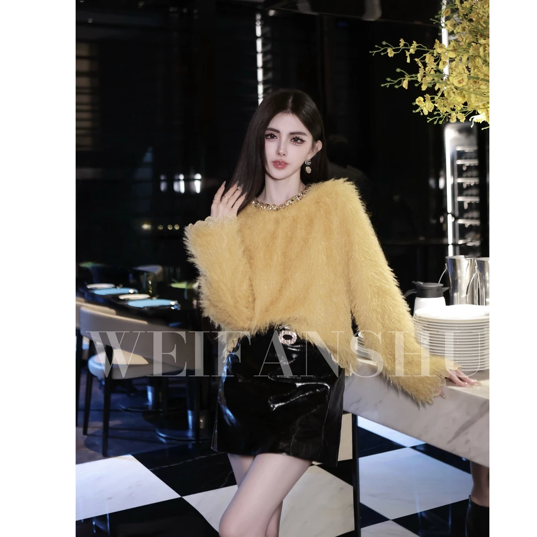 WEIFANSHU/魏凡舒【爱神氛围】秋冬新款温柔软糯保暖百搭长毛毛衣