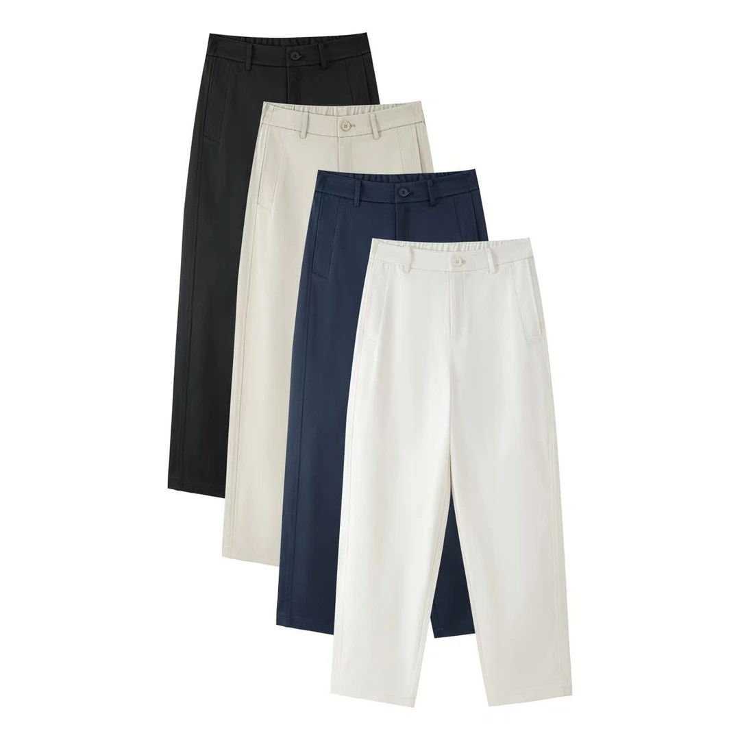 2025夏季九分裤升级版高腰宽松休闲百搭显瘦镰刀女款直筒裤