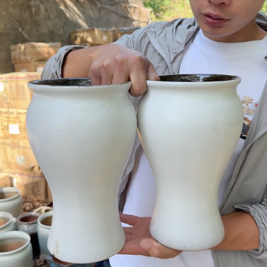 紫砂花盆口15高27（两个美人鱼白色