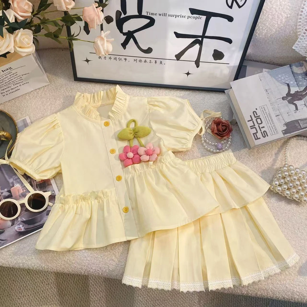 M2025夏季新款女宝百搭时尚休闲裙子可爱无袖花朵裙8425