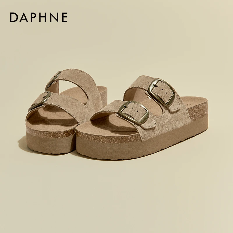 达芙妮欧若风勃肯凉拖鞋2025年春季新款厚底增高沙滩鞋轻便一字拖