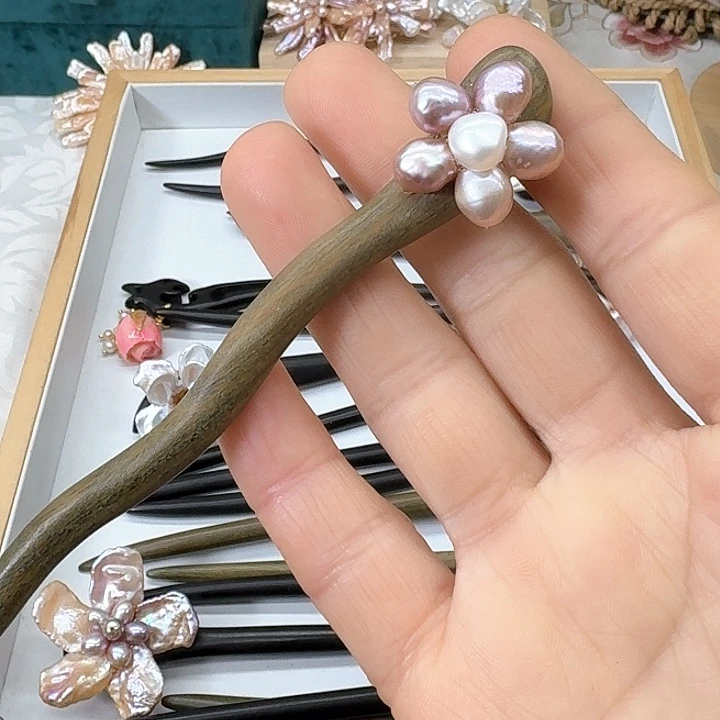 淡水珍珠发饰银S925镶嵌