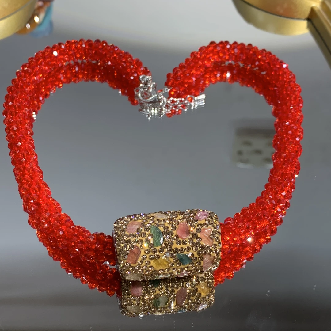 铜合金合成锆石项链 TTSD 红色奢华时尚设计百搭项链 733