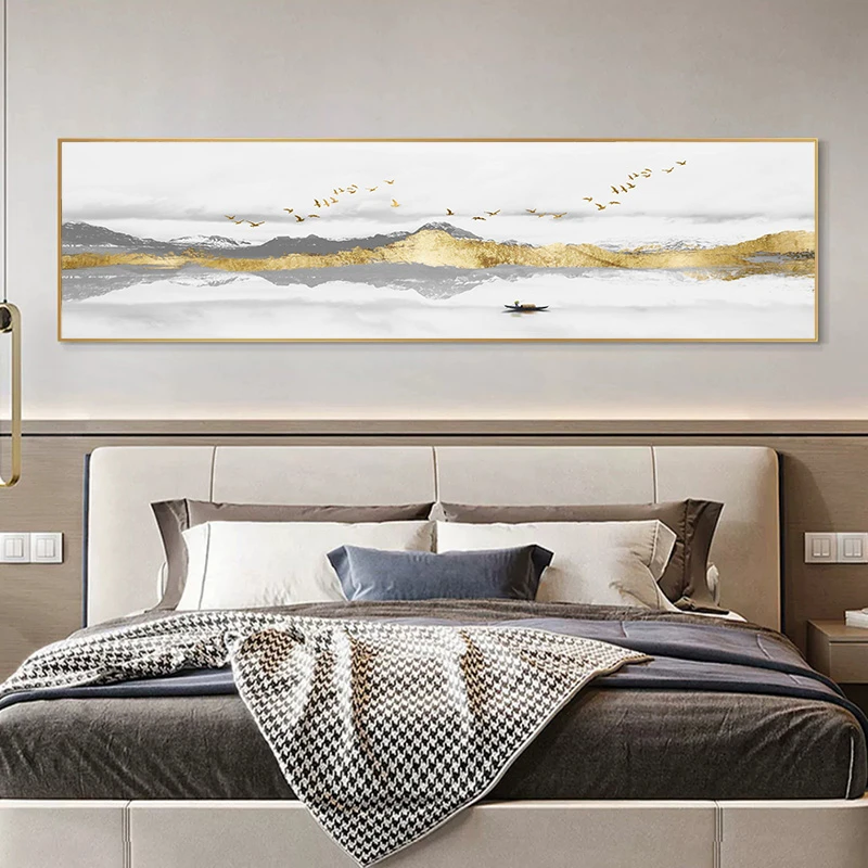 砂岩厚油肌理画 新中式卧室床头玄关沙发背景墙装饰画金线40150