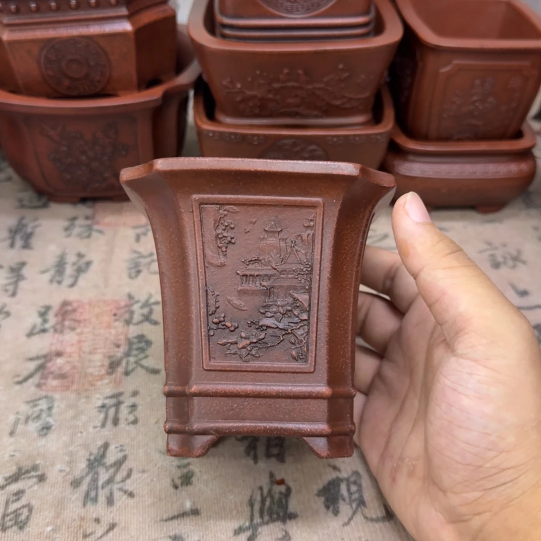 紫砂花盆9x10内经紫砂花盆