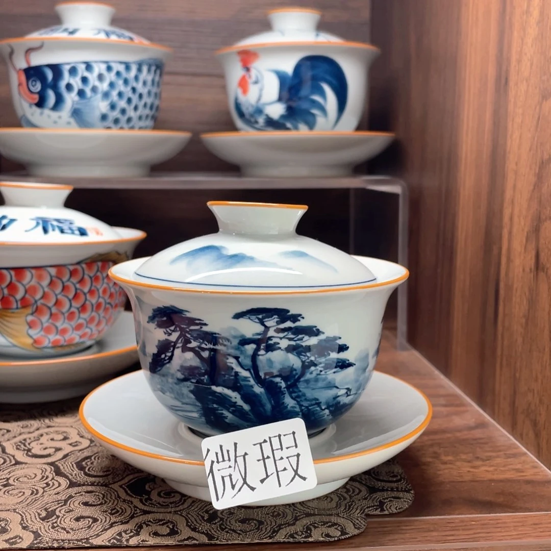 釉下彩纯手绘微瑕