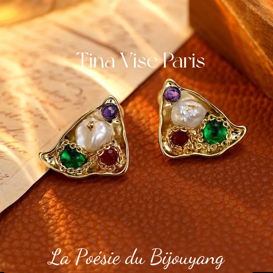 铜合金耳饰 A594《巴黎街头》法⭐️缇娜薇斯耳钉轻奢精致小众