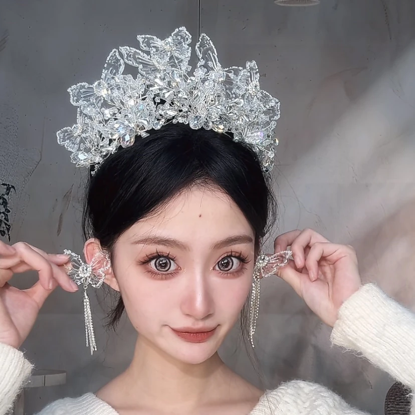 30184喜看优选唯美蝴蝶仙气新娘皇冠头饰
