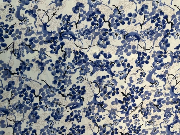 精品棉绸 青瓷蝴蝶花