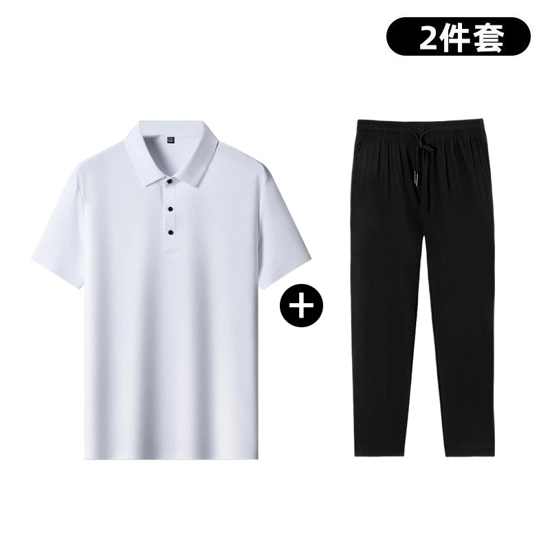 【冰丝套装】夏日穿搭短袖polo衫休闲爸爸装宽松百搭男士套装