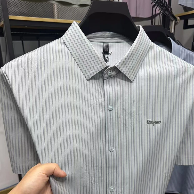 蒙派衬衫短袖印花设计男士夏季新款商务休闲棉质抗皱高档衬衣