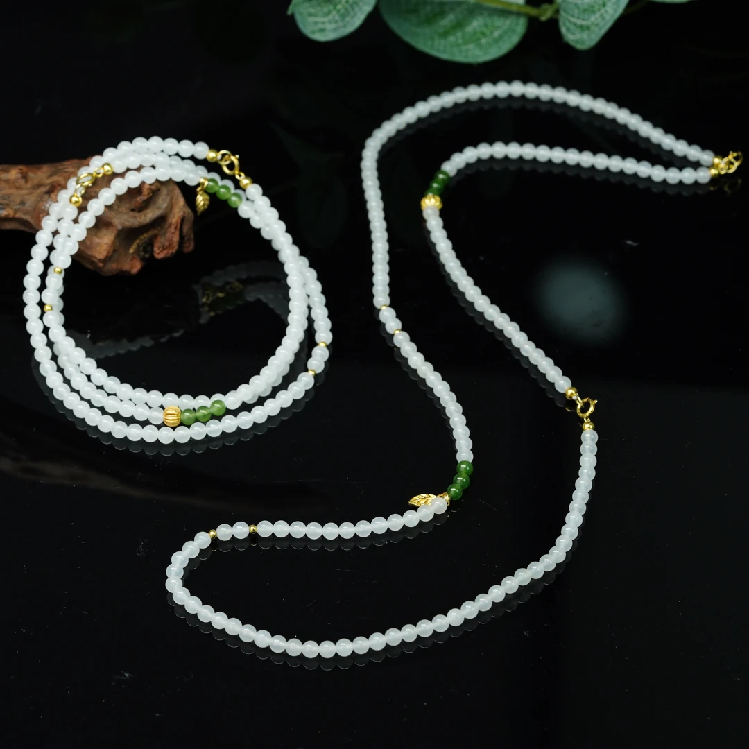 【小北好物】和田玉DIY项链约3.5mm+【多样性发一件】1-QH02X1356