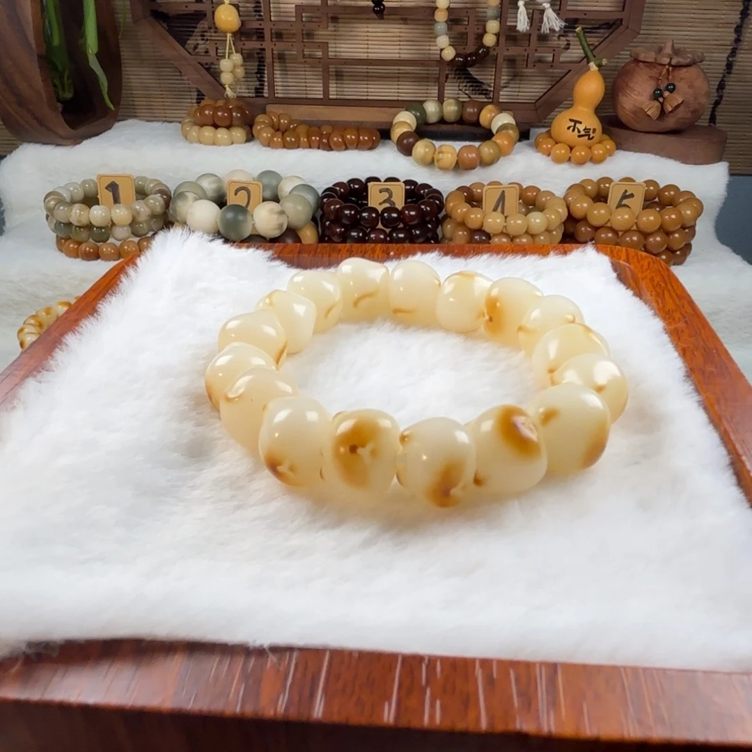 菩提根/象牙果手串炭烧猫头