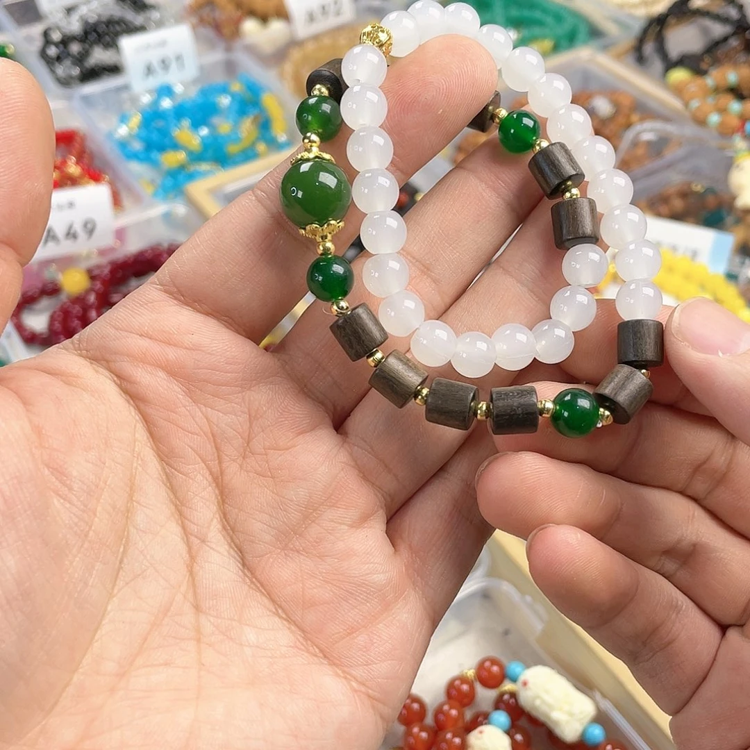 玉髓手饰银S925镀金镶嵌