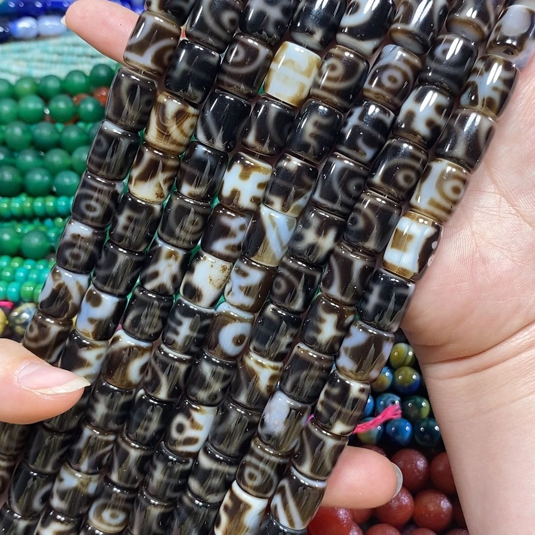 玛瑙/玉髓未镶嵌珠宝半成品玛瑙天珠一条卡11*14