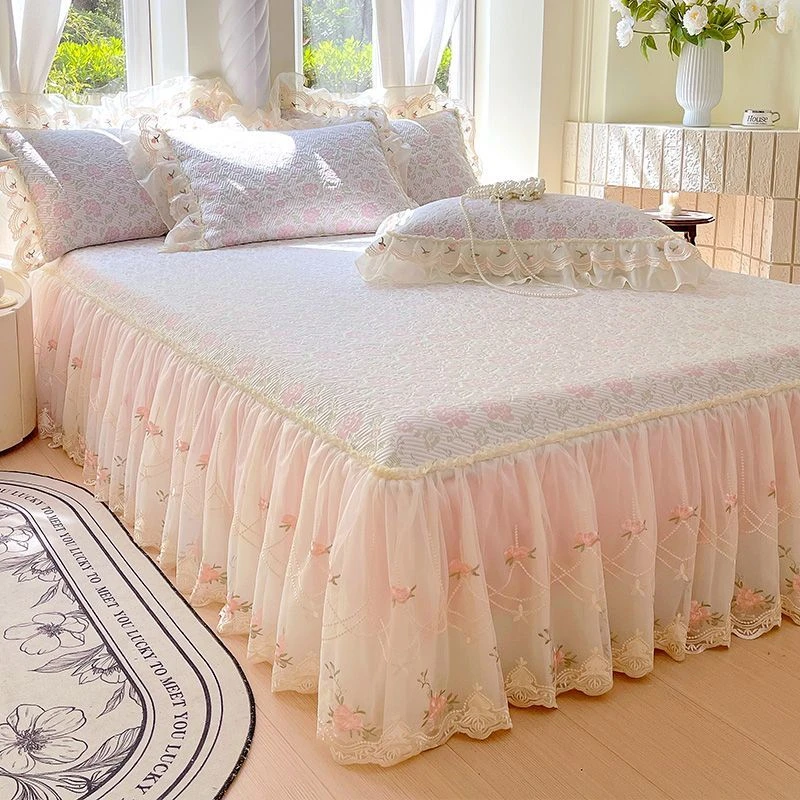 夏季正品冰丝席床笠式床裙二合一凉席三件套a类凉感豆豆席空调席