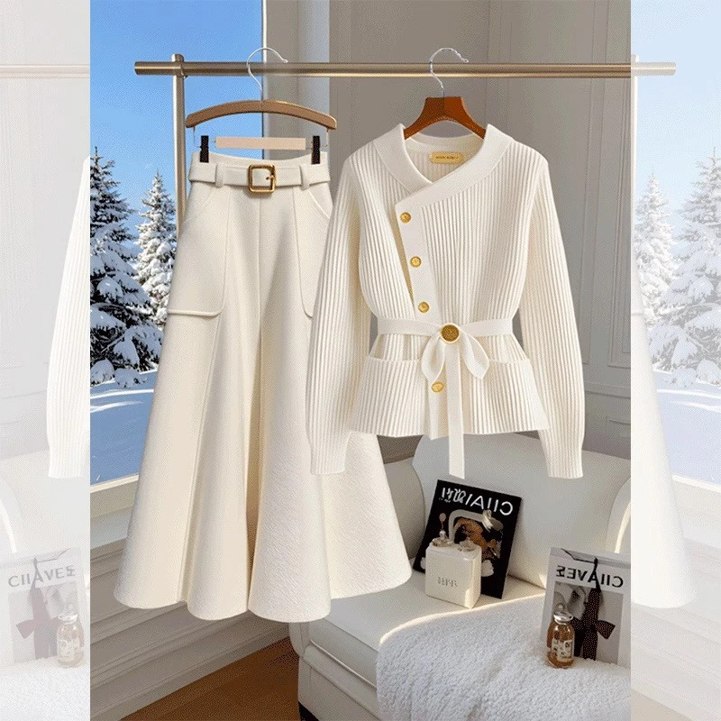 意式静奢风小个子时尚套装网红秋冬法式轻职风女装裙子秋季洋气