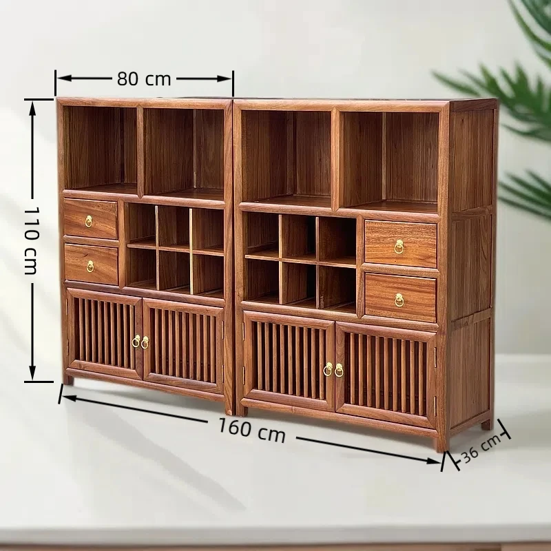 【胡桃木多宝柜单个】实木  家居阳台柜 茶桌边柜   置物架  博古架