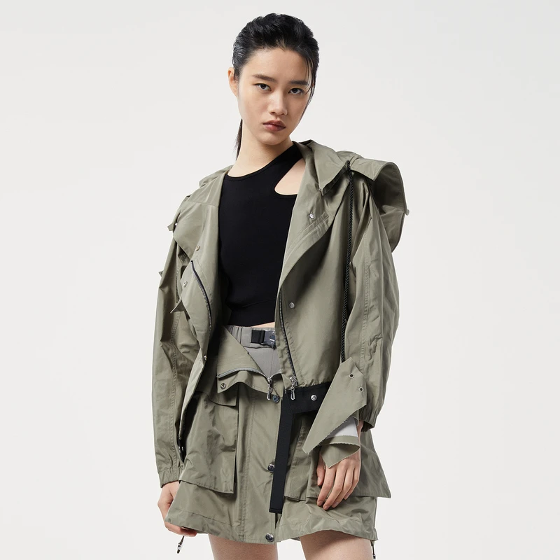 H·GENTEEL荷高 2022秋新品风格款可脱卸连帽工装外套GCC31520592