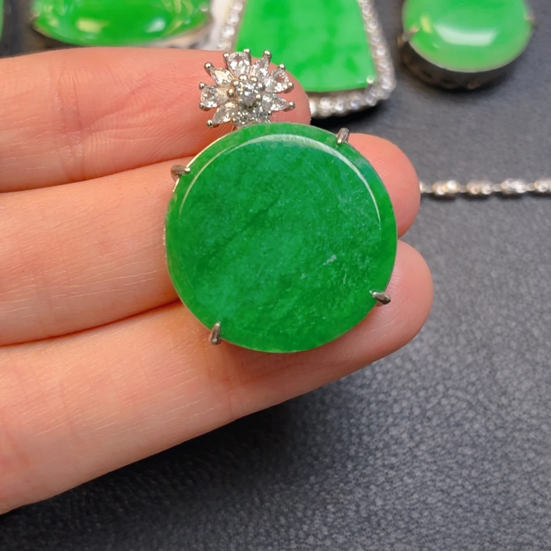 翡翠银S925镶嵌吊坠(不含链)