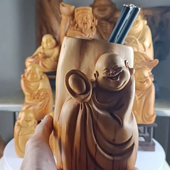 神***人香榧木崖柏弥勒手把弥勒