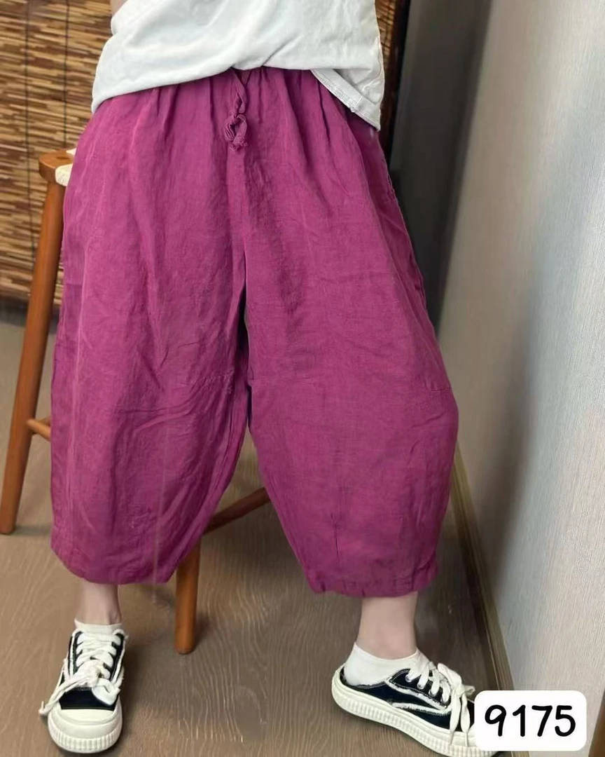 【三周年】新款汉麻夏款松紧腰八分裤百搭