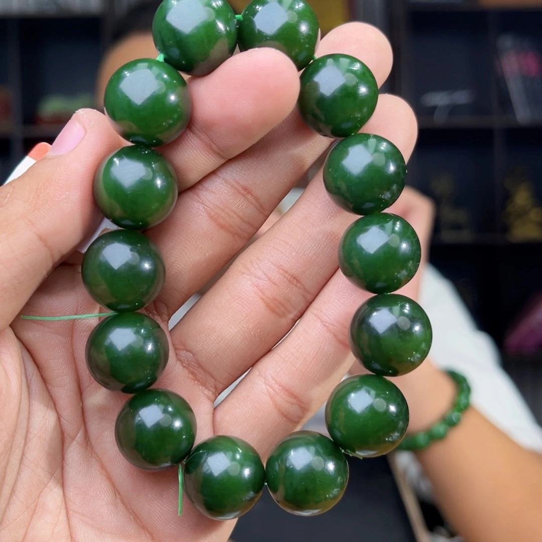 和田玉未镶嵌手串天然和田玉俄罗斯乌兰海碧玉料卡16