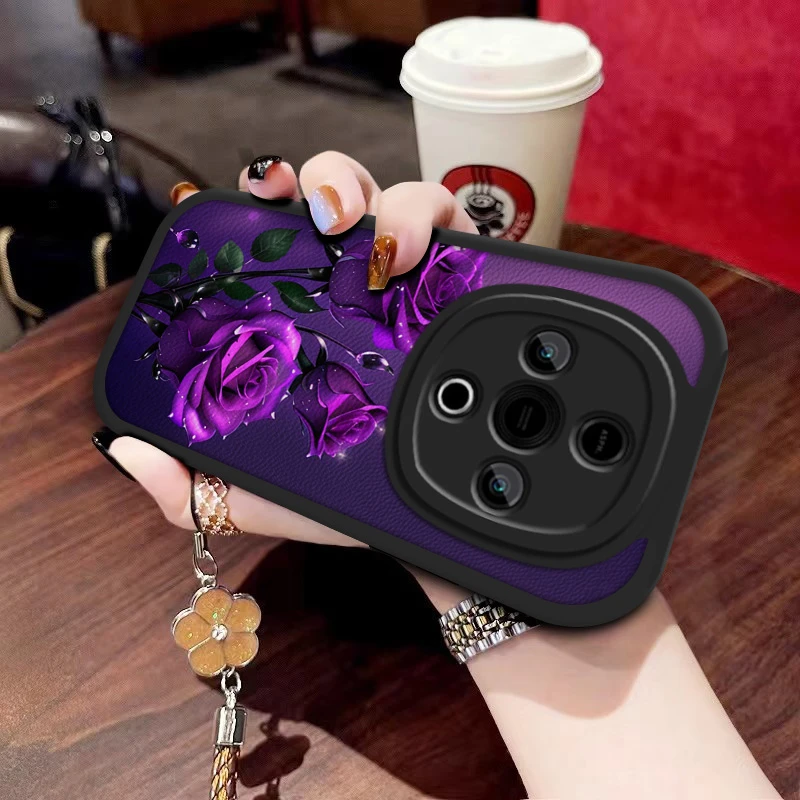 紫色玫瑰花适用vivo Y300手机壳新款维沃y300Pro硅胶软壳5G保护套