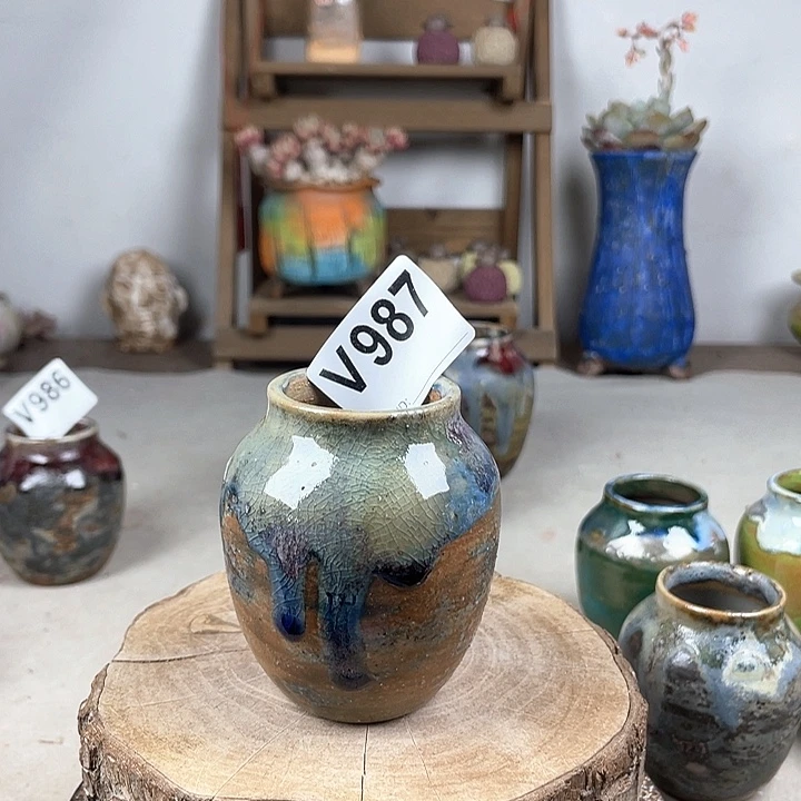 紫砂花盆小号梅瓶 内口3.8