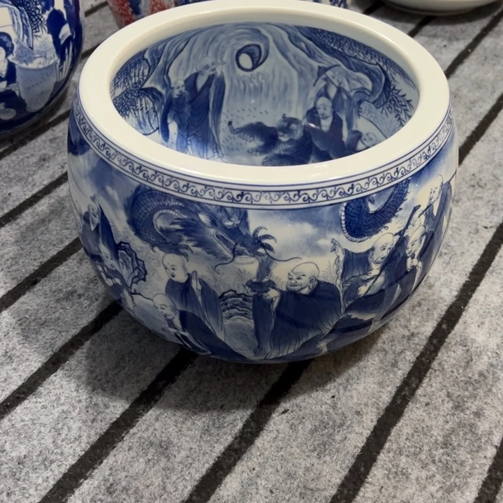 瓷片戴*纪念瓷器十八罗汉聚宝盆