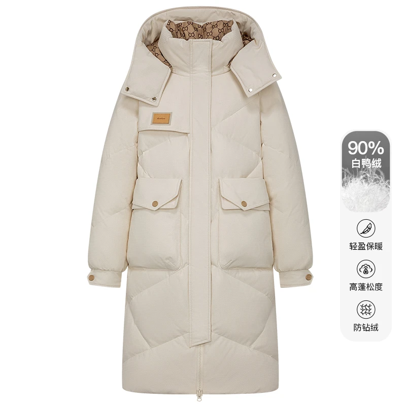 【姿姐】连帽韩版羽绒服长款过膝外套EDF511609027