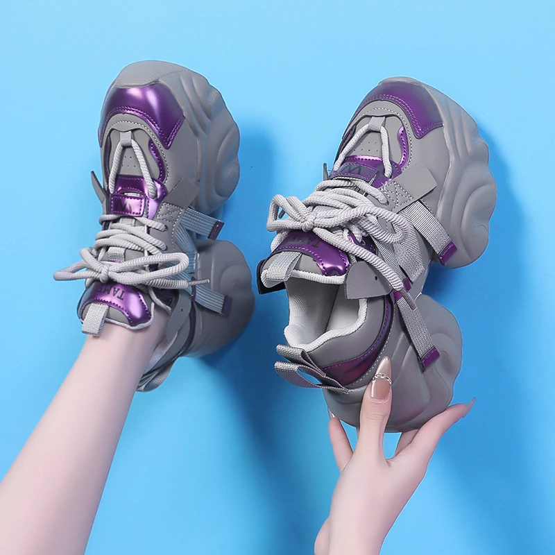 8cm厚底增高小个子休闲老爹女鞋2025春夏网红爆款洋气百搭运动鞋