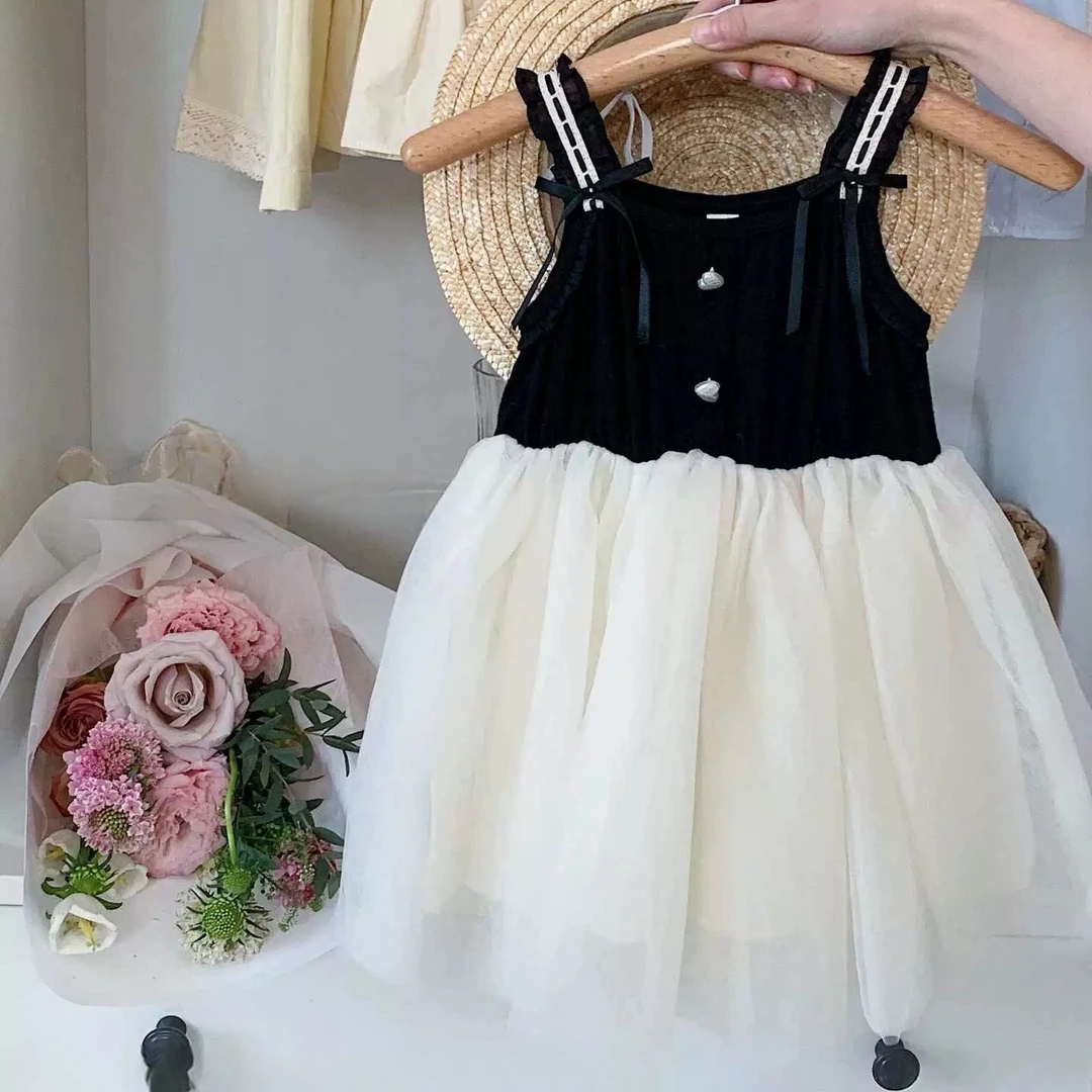 女童拼色纱裙夏季连衣裙吊带裙韩版小童