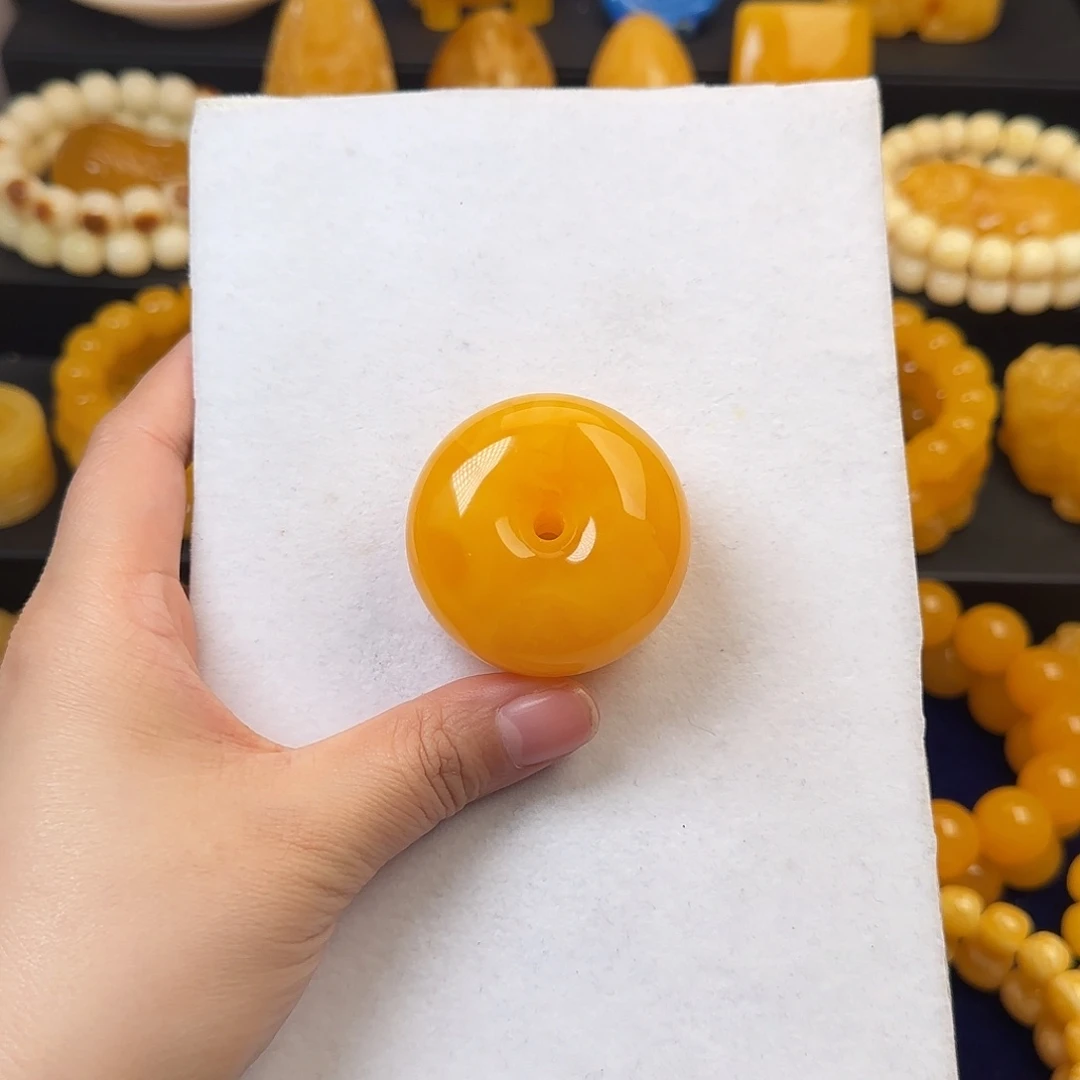 琥珀未镶嵌颈饰平安扣吊坠