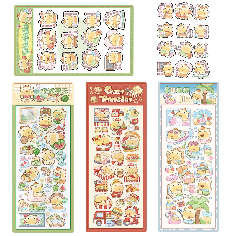 水豚噜噜咕卡贴纸小学生卡皮巴拉手账DIY装饰幼儿园高颜值小贴纸